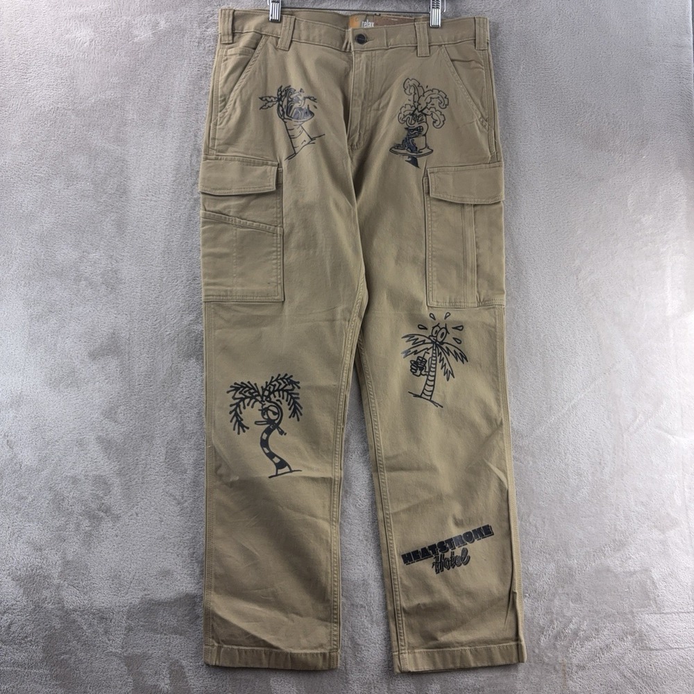 Carhartt Rigby Cargo Pants Mens Size 36x32 Beige Relaxed Jungle Grunge